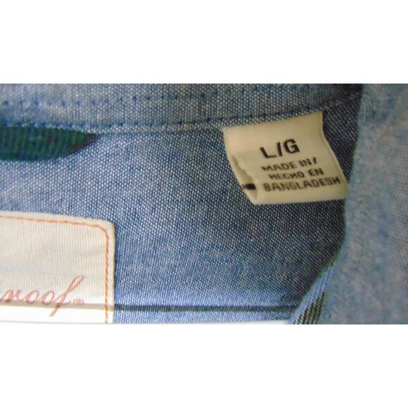 Weatherproof Vintage Flannel Shirt Mens Large Blue Plaid Button Down Long Sleeve - Picture 8 of 9